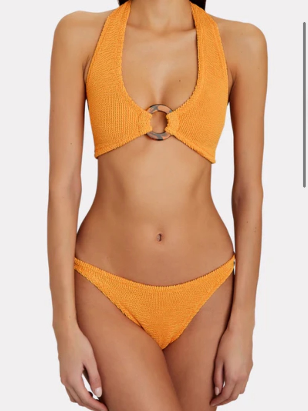 Hunza G Orange Ring-Front Textured Bikini
